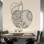 alma, étkező, növény, rajz, falmatrica