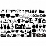 konyha, pohár, étkező, koktél, falmatrica, Café