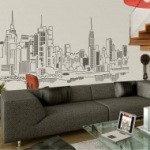 város, felhőkarcolók, látkép, New York falmatrica