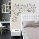 levél, növény, pillangó, ornamentika, természet, falmatrica, Levélkék pillangóval