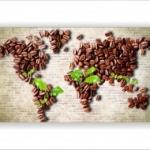 babkávé, koffee, kávé, térkép, vászonkép, Térkép  kávéból vászonkép