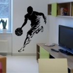 kosár, sport, labda, tűz, láng, falmatrica