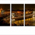 este, főváros, Budapest, látkép, vászonkép, Széchenyi lánchíd