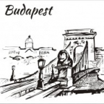 Kőoroszlán, oroszlán, híd, Vár, Budai vár, falmatrica, Budapest Lánchíd