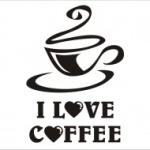 betű, iroda, ajándék, falmatrica, coffee