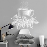 betű, felírat, jó reggelt, falmatrica, Jó reggelt kávéval