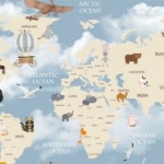 gyerekszoba, babaszoba, poszter, kép, kép a falon, Térkép gyerekeknek