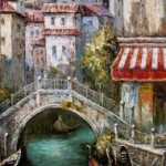 festmény, gondola, Olaszország, Itália, vászonkép, Színek Velencében