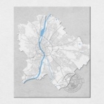 térkép, Budapest, főváros, Duna, vászonkép