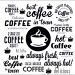 espresso, kávé, forró, erős, csésze, fekete, falmatrica